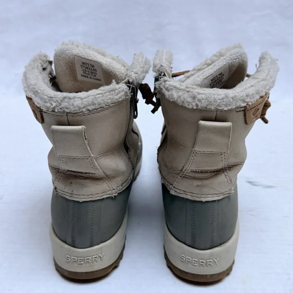 Sperry Womens Boots Maritime Repel Waterproof Faux Fur Tan Size 7 Outdoor Winter